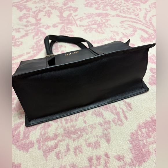 Cole Haan Black Leather Structured Tote Handbag - Picture 5 of 16